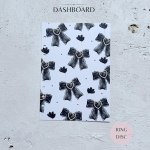 Bow Black and White Planner Dashboard | Overlay Insert | Minimal Divider for A5 A6 LV Personal Filofax and Disc Bound Planners