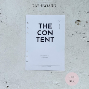 The Content Planner Dashboard | Overlay Insert | Minimal Divider for A5 A6 LV Personal Filofax and Disc Bound Planners