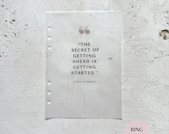Minimalist Vellum Quote Dashboard | Inspirational Planner Insert | Frosted Overlay | Multi Size Ring & Disc