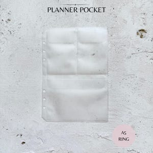 A5 Planner Pocket Insert, Frosted 3 Pocket, Ring Planner Storage, Clear A5 Binder Pocket, Planner Accessory