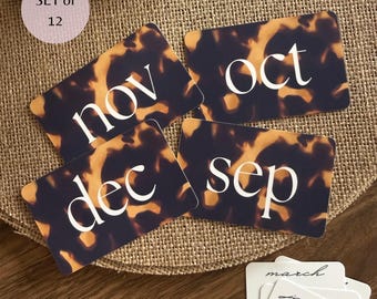 Tortoiseshell Print Monthly Planner Cards | Jan–Dec Journal Card Set | Planner Dashboard | A5 A6 Planner Insert | Planner Accessories