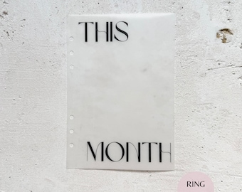 This Month Vellum Inbox Planner Dashboard | Transparent Overlay Insert | Minimal Divider for A5 A6 LV Personal Filofax and Disc Planners