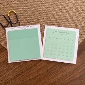 Muted Mint Transparent Sticky Notes – Waterproof Repositionable Memo Pads for Books, Journals