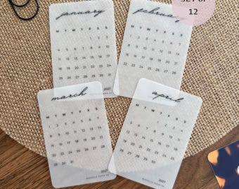 2027 Monthly Vellum Planner Cards | Calendar Journal Cards | Mini Calendar Cards | Planner Pocket Cards