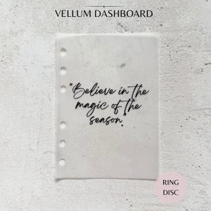 Tro på säsongens magi, pergamentkalender, dashboard | Transparent överläggsinlägg | Avdelare för A5 A6 LV personliga Filofax-disckalenderare