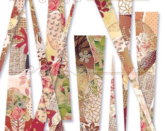 Printable Collage Paper Bead Template: DIY Jewelry, Scrapbooking (Digital Download)