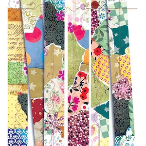 Printable Washi Tape Strips: Colorful Collage Borders (Digital Download)