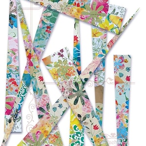 Bandes de perles de papier, Impression numérique, Scrapbooking, Artisanat décoratif floral, Feuilles de collage, Bandes colorées, Bijoux, Bandes triangulaires