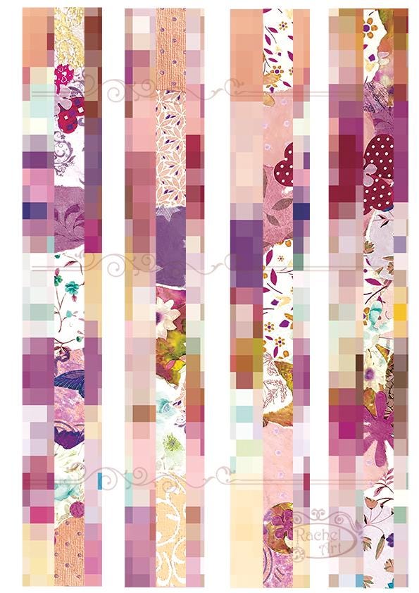 Printable Collage Border Strips: Colorful Washi Tape for Scrapbooking ...