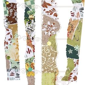 Strisce di carta per collage, strisce strappate, stampabili digitalmente, scrapbooking, strisce di carta strappate, artigianato decorativo, abbellimento di diari, strisce di scarto