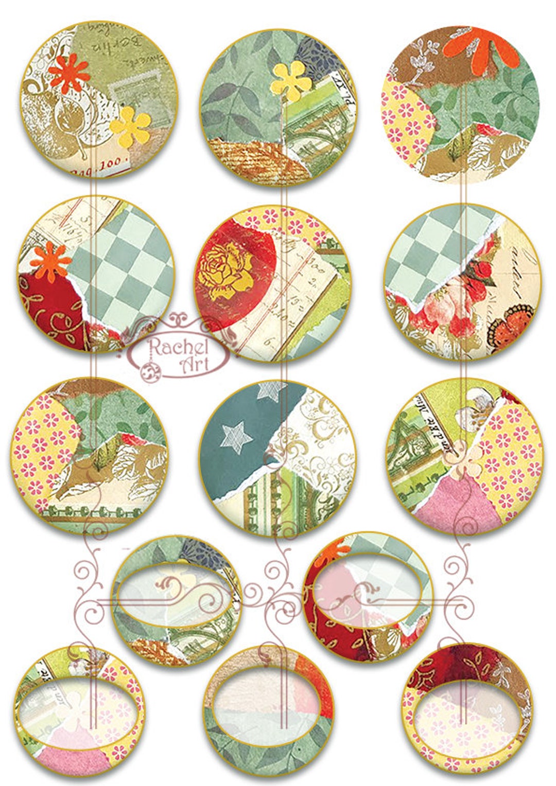 Printable Circles Images Magnets, Digital Download, Scrapbooking ...