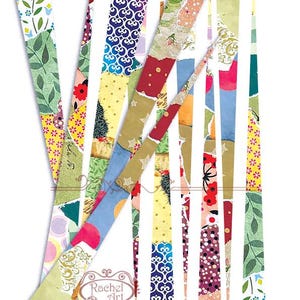 Druckbare Papier Perlen Streifen: Blumen Collage DIY Schmuck (Digitaler Download)