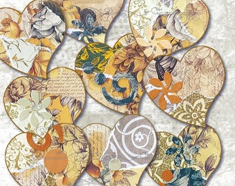 Printable Heart Stickers: Colorful Collage Art, Scrapbooking (Digital Download)