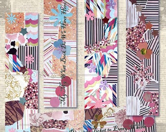 Mixed Media Collage Bookmarks: Printable Art Journal DIY Gift (Digital Download)