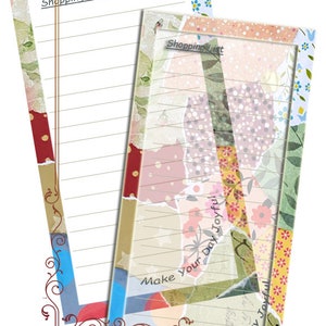 Peut inclure: Deux blocs-notes de liste de courses color&eacute;s avec un motif floral et le texte "Make your day joyful".