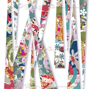 Papier Perlen Streifen zum ausdrucken: Blumen Collage DIY Schmuck (Digitaler Download