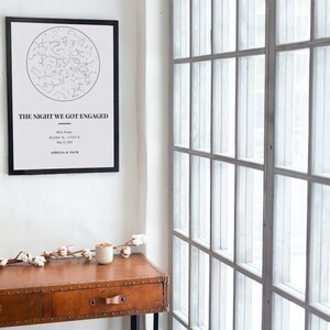 Impression personnalisée de carte des étoiles | Poster Ciel nocturne personnalisé | Cadeau d'anniversaire | Cadeau Saint-Valentin | Décor céleste