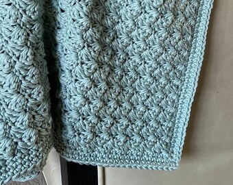 Handmade Crochet Baby Blanket - Sage Green