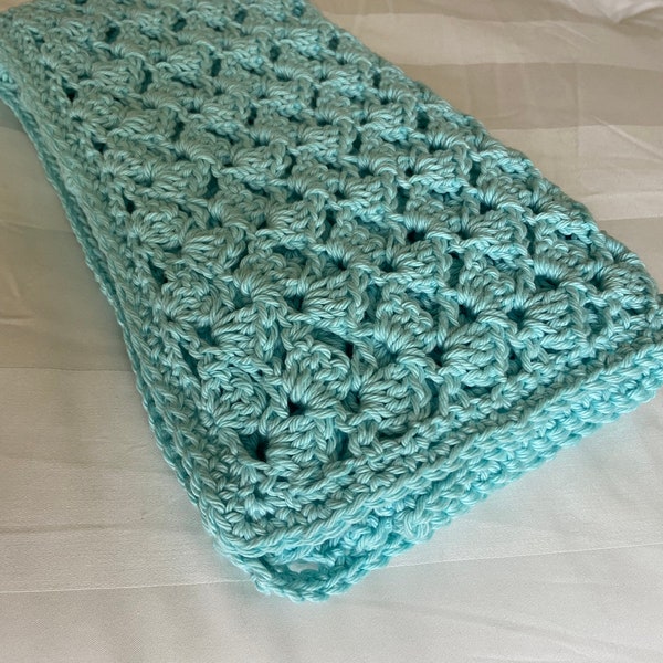 Handmade Aqua Blue Cotton Baby Blanket
