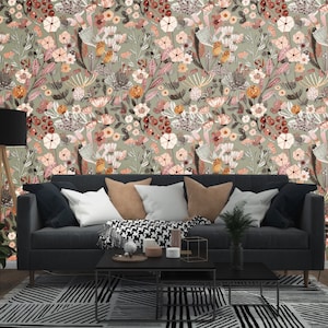 Design di carta da parati a tema fiori colorati per il concetto di casa da sogno-piccoli fiori murali con carta vinilica