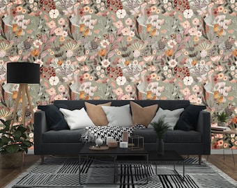 Bunte Blumen Themed Wallpaper Design für Dream Home-Little Blumen Wandbild Konzept mit Vinylpapier