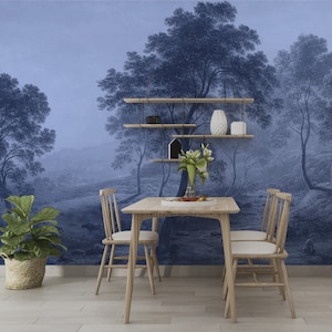 Foggy and Dark forest view Themed Wallpaper for bedroom -Abstract forest Mural for living room