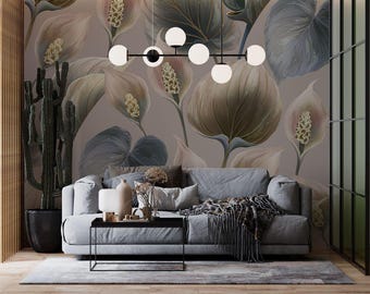 Boho Blatt thematisierte Tapetenentwurf für Luxus-Wohnkultur-großes Blatt Wandbild