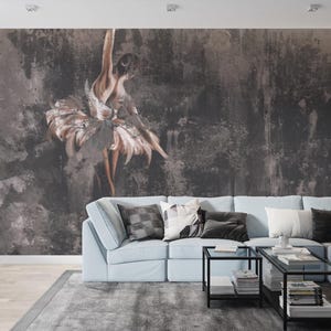 Ballerina Themed Soft Effected Wallpaper - Oil Painted Design Mural for ...