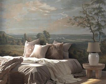 Dorfblick Themed Wallpaper für Wohnzimmer-Luxus Design Wandbild