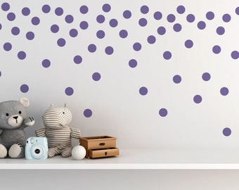 Pegatina con temática de lunares morados para habitación infantil. Diseño de calcomanía con círculo morado. Diseño decorativo de calcomanía.