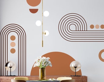 Diseño de calcomanía boho para una decoración de lujo para el hogar: diseño de calcomanía estética naranja - Diseño de calcomanía de vinilo