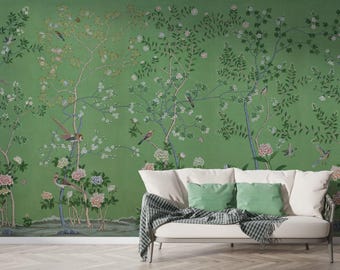 Chinoiserie Tapete abnehmbar Schälen und aufkleben Wandbild