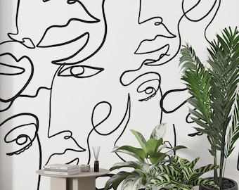 Abnehmbare Tapete im Boho-Stil, abstrakte Kunst Wandbild für Schlafzimmerdekor, Beauty Themed Wallpaper