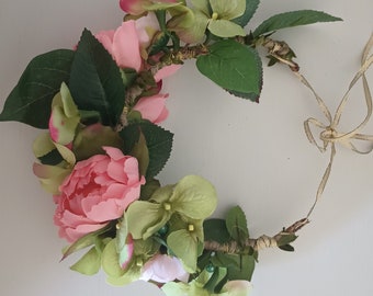 Pink Peony flower crown