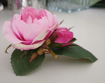 Pink Mini Rose Hair Clip