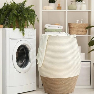Blanket Basket for Living Room, Woven Basket, Laundry Hamper, Storage Basket, Cotton Rope Woven Storage Basket, Jute Basket, Laundry Basket