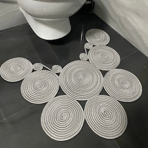 Bathroom Mat, Toilet Mat, Bath Mat Boho Style Mat, Colors: Gray
