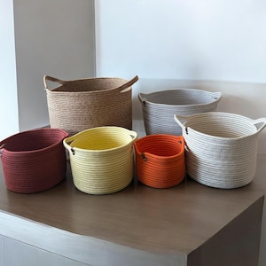 Custom Size Basket, Cotton Rope Basket, Colorful Rope Basket, Customizable Basket, Storage Basket, Houswarming Gift, Basket Organizer