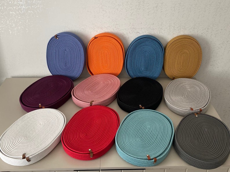 Oval Placemats, Cotton Rope Placemat, Dining Table Mats, Colorful