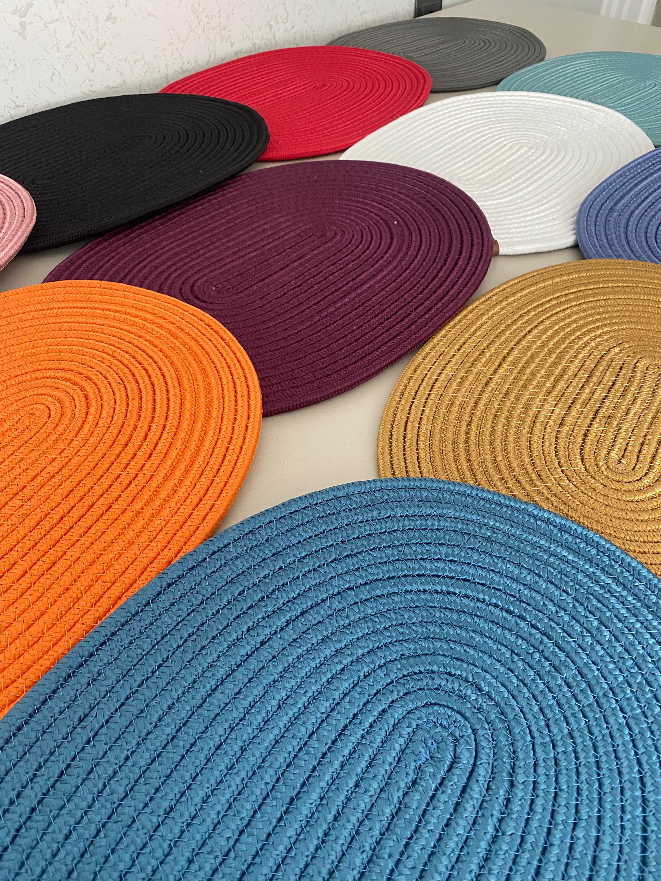 Oval Placemats, Cotton Rope Placemat, Dining Table Mats, Colorful