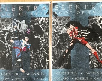 Elektra Root of Evil #1 #2 #3 #4 Marvel Comics 1995 Mini Series Embossed Covers High Grade Run Chichester / McDaniel / Collazo / Oakley Art