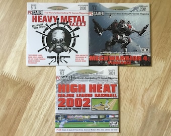PC Gamer Mag Demo DVDs CDs 2000 2001 Heavy Metal F.A.K.K.2 / Mechwarrior 4 / High Heat Baseball Lot of 3 Game Disks 5.14 6.4 6.5