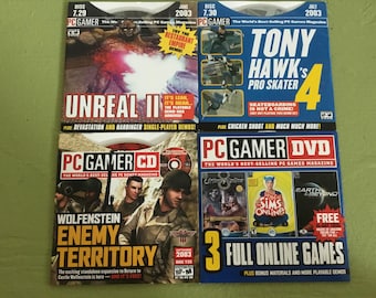 PC Gamer Mag Demo DVDs CDs 2003 Unreal II / Tony Hawk Pro Skater 4 / Wolfenstein / Sims / Ultima Lot of 4 Game Disks 7.29 7.30 7.32 7.33