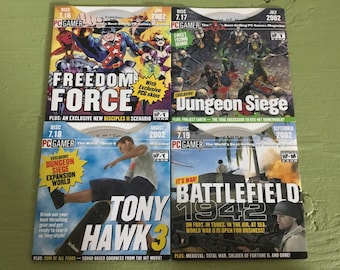 PC Gamer Mag Demo DVDs CDs 2002 Freedom Force / Dungeon Siege / Tony Hawk 3 / Battlefield 1942 Lot of 4 Game Disks 7.16 7.17 7.18 7.19