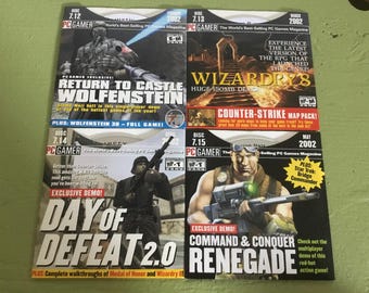 PC Gamer Mag Demo DVDs CDs 2002 Castle Wolfenstein / Wizardry 8 / Day of Defeat 2 / C & C Renegade Lot of 4 Game Disks 7.12 7.13 7.14 7.15