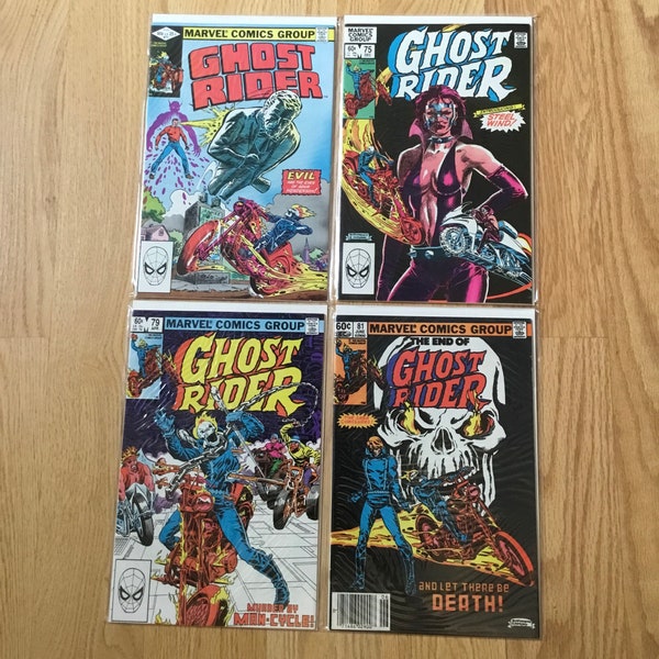 Ghost Rider #71 #75 #79 and #81 Marvel Comics 1982 1983 Mid High Grade Lot Budianski / Simons Art X-Men Spider-Man Movie MCU