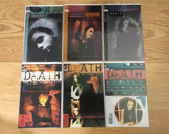 Death the High Cost of Living #1 #2 #3 DC Vertigo 1993 Gallery #1 and Death Time of Your Life #1 #2 #3 1996 High Grade Gaiman Sandman Art