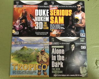 PC Gamer Mag Demo DVDs CDs 2001 Duke Nukem / Serious Sam / Tropico / Alone in the Dark  Lot of 4 Game Disks 7.2 7.4 7.5 7.6 Windows PC Games