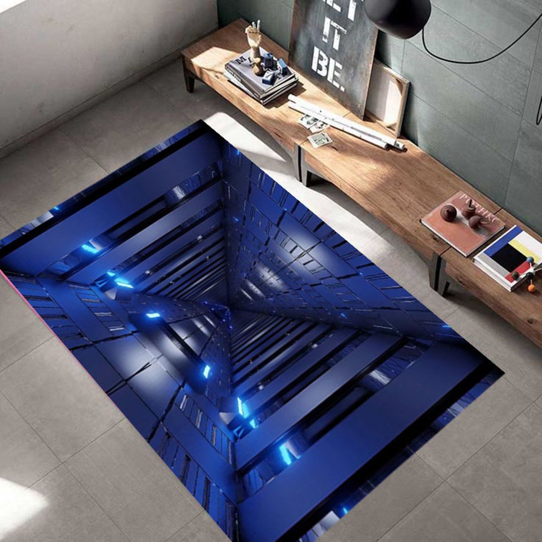 Visual Effects Rugs Blue Rug,optical Illusion Rug,hallway Rug,vortex Illusion Rug,3d Effect ...
