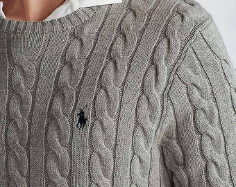 Round Neck Ralph Lauren Cable Knit Sweater : Unisex Man Woman